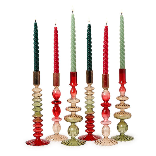 Two's Company 82754-20 Set of 2 Ombre Hand-Blown Glass Candlesticks
