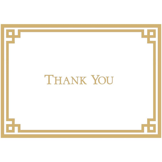 Caspari 85604 Rive Gauche Gold and White Thank You Notes - Boxed Set of 8