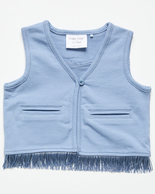 Angel Dear 921-F25-WPP French Terry Western Fringe Vest