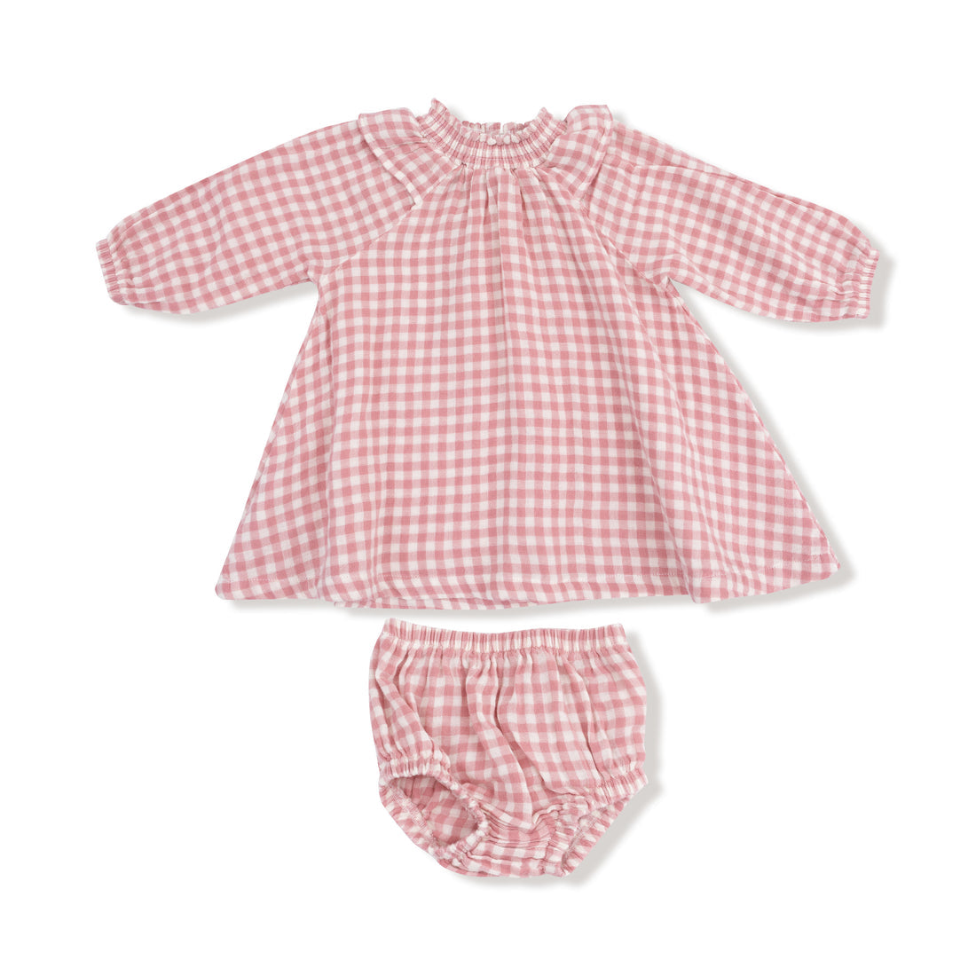 Angel Dear 920A-F25-WPP Rose Pink Plaid Western Pearl Snap Dress & Diaper Cover