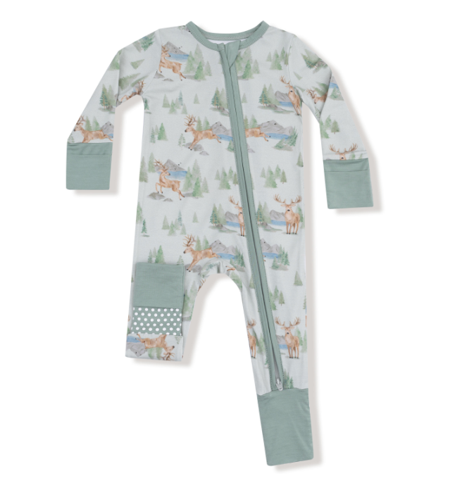 Angel Dear 969-F25-BUD Buck Deer Romper w/ Contrast Sleeves