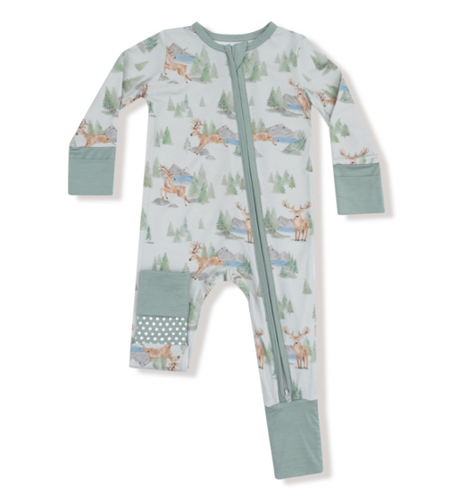 Angel Dear 969-F25-BUD Buck Deer Romper w/ Contrast Sleeves