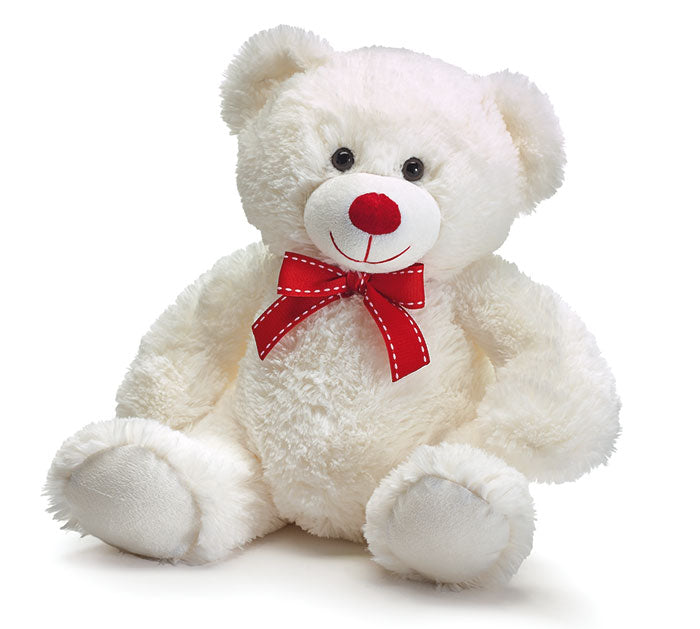 Burton & Burton 9735278 Plush White Bear W/ Red Bowtie