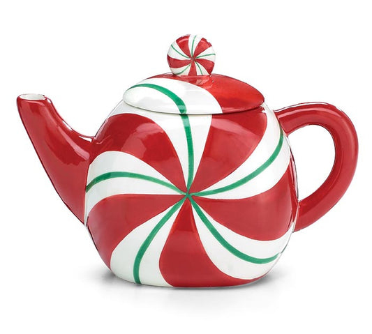 Burton & Burton 9750530 Peppermint Swirl Ceramic Teapot