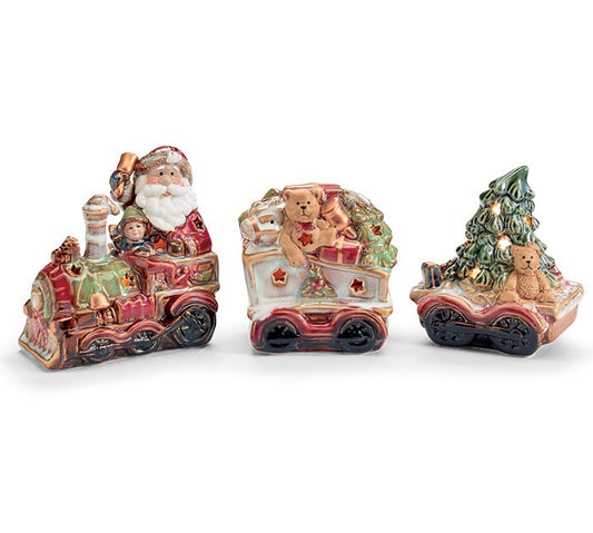 Burton & Burton 9750959 Light Up Porcelain Train (Set of 3)