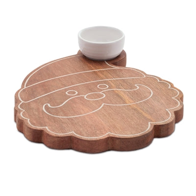Melrose 98091  Santa Platter and Dip Bowl  - Wood/Ceramic