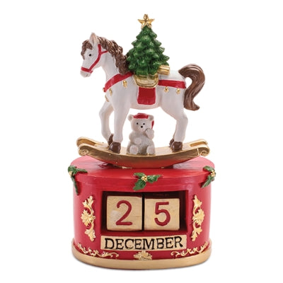 Melrose 98396 Rocking Horse and Tree Calendar - 7.5" Resin
