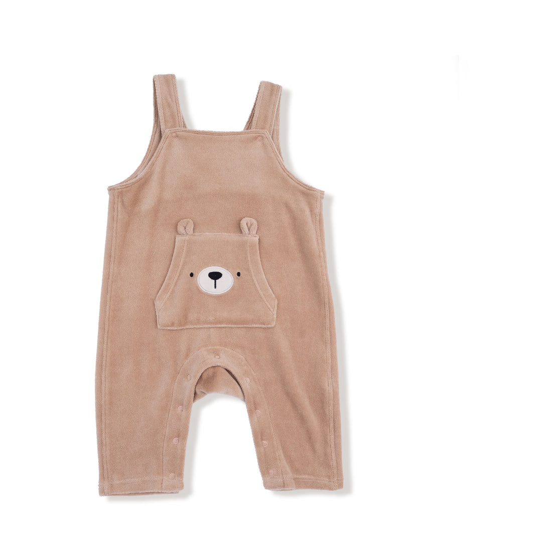 Angel Dear 984-V-F25-VEL Velour Teddy Bear Overalls W/Bear Kanga Pocket