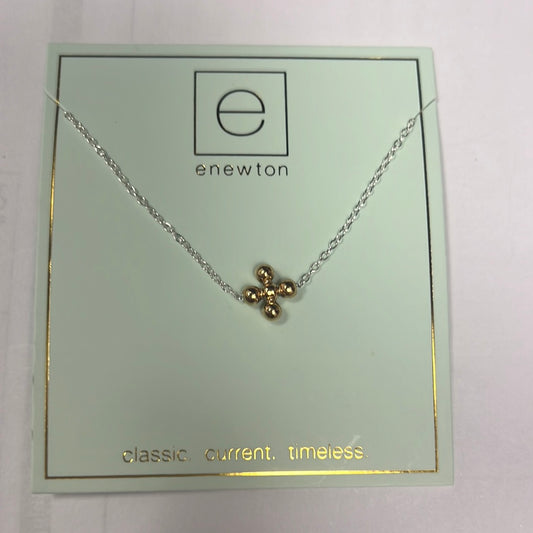 enewton N16SSCLSCG3 16" Sterling Mixed Metal Necklace - Classic Beaded Signature Cross Gold - 3mm Bead Gold