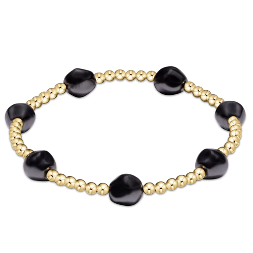 enewton BADG3PEDKG Admire Gold 3mm Bead Bracelet -Pearl - Dark Grey