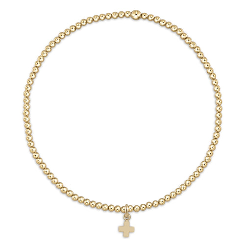 enewton BCLG2SCSMG Classic Gold 2MM Bead Bracelet - Signature Cross Small Gold Charm