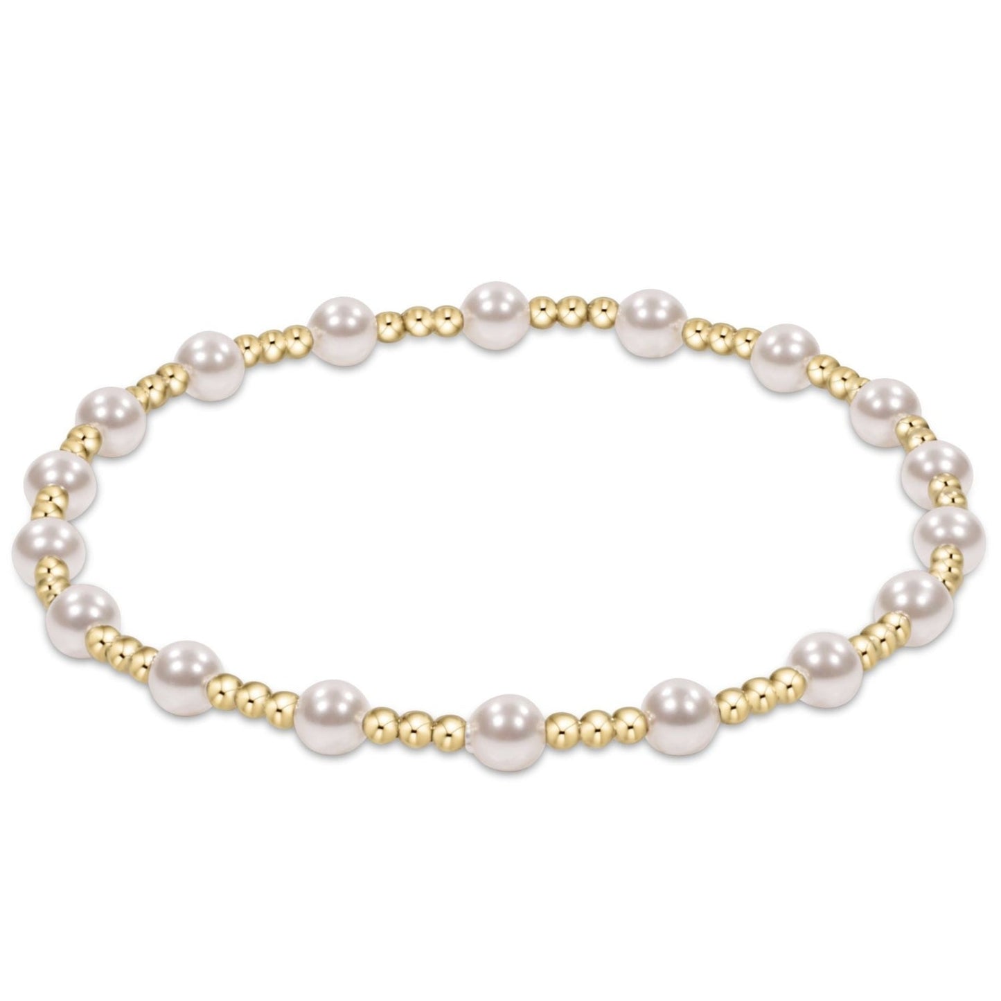 enewton BCLGSINP4PE Classic Gold Sincerity Pattern 4mm Bead Bracelet - Pearl