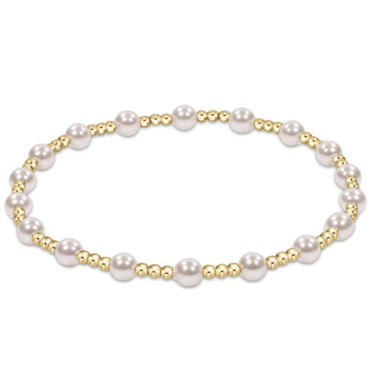 enewton BCLGSINP4PE Classic Gold Sincerity Pattern 4mm Bead Bracelet - Pearl