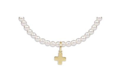 enewton BCLPESCG Classic Pearl 3mm Bead Bracelet - Signature Gold Charm