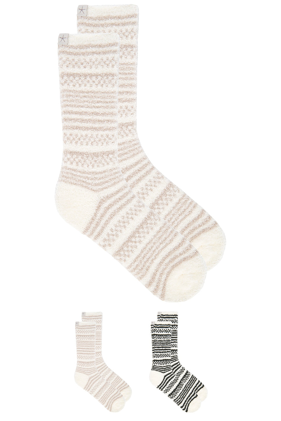 Barefoot Dreams BDWCC26011 Cozychic Checkered Stripe Sock Set - Crimson/Stone Multi