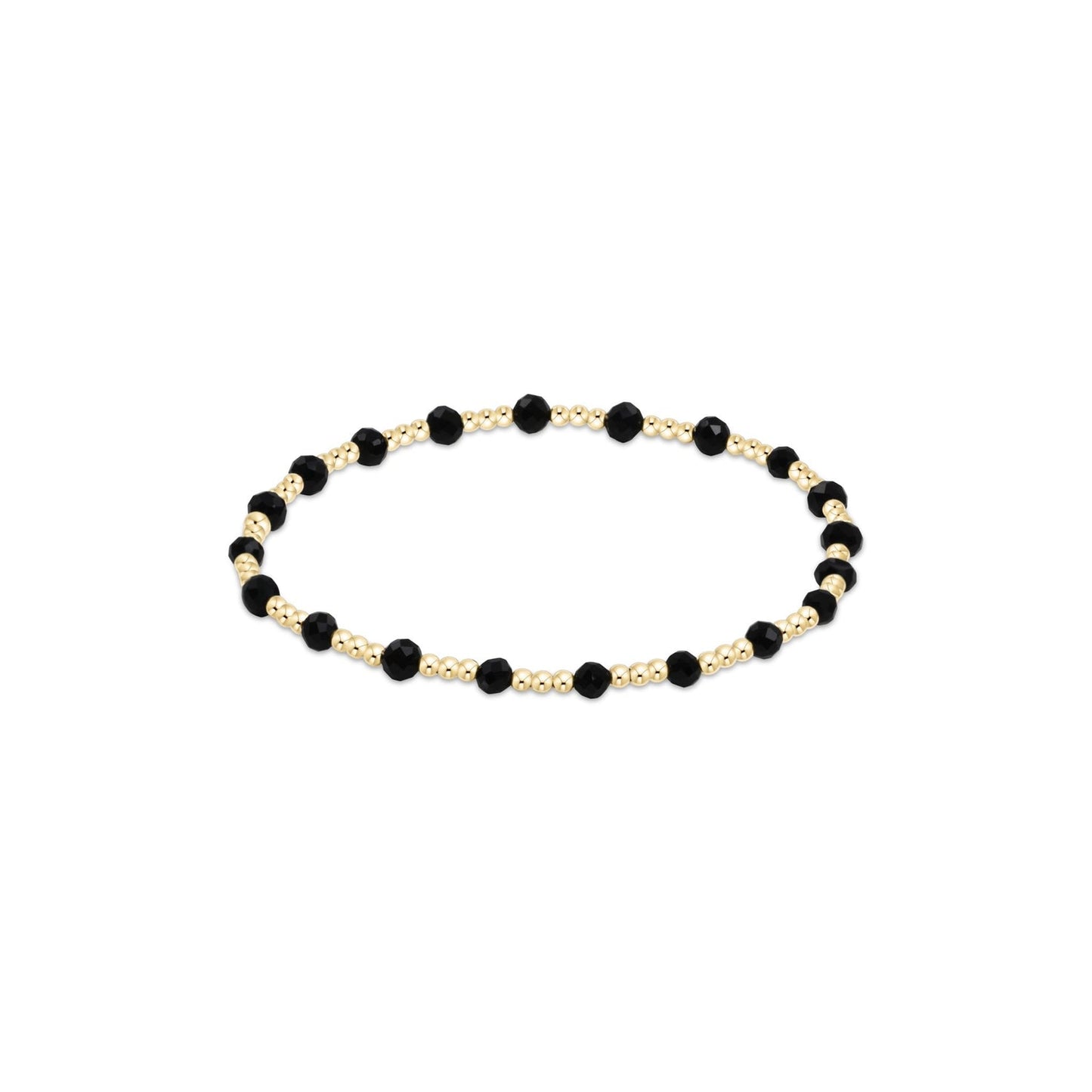 enewton BGEMGSINP3FOX Gemstone Gold Sincerity Pattern 3mm Bead Bracelet - Faceted Onyx