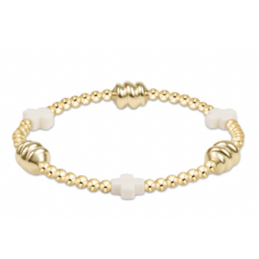 enewton BSCADG Signature Cross Admire Gold Pattern 3mm Bead Bracelet
