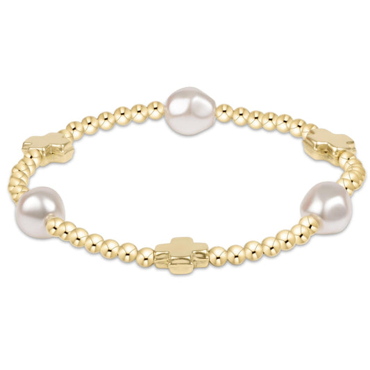 enewton BSCADPE3G Signature Cross Admire Pearl Pattern 3mm Bead Bracelet - Gold