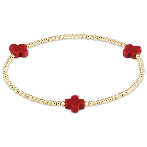 enewton BSCGP2 Signature Cross Gold Pattern 2mm Bead Bracelet
