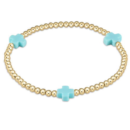 enewton BSCGP3 Signature Cross Gold Pattern 3mm Bead Bracelet