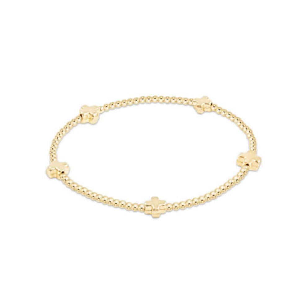 enewton BSCSMGP Signature Cross Small Gold Pattern Bead Bracelet - Gold