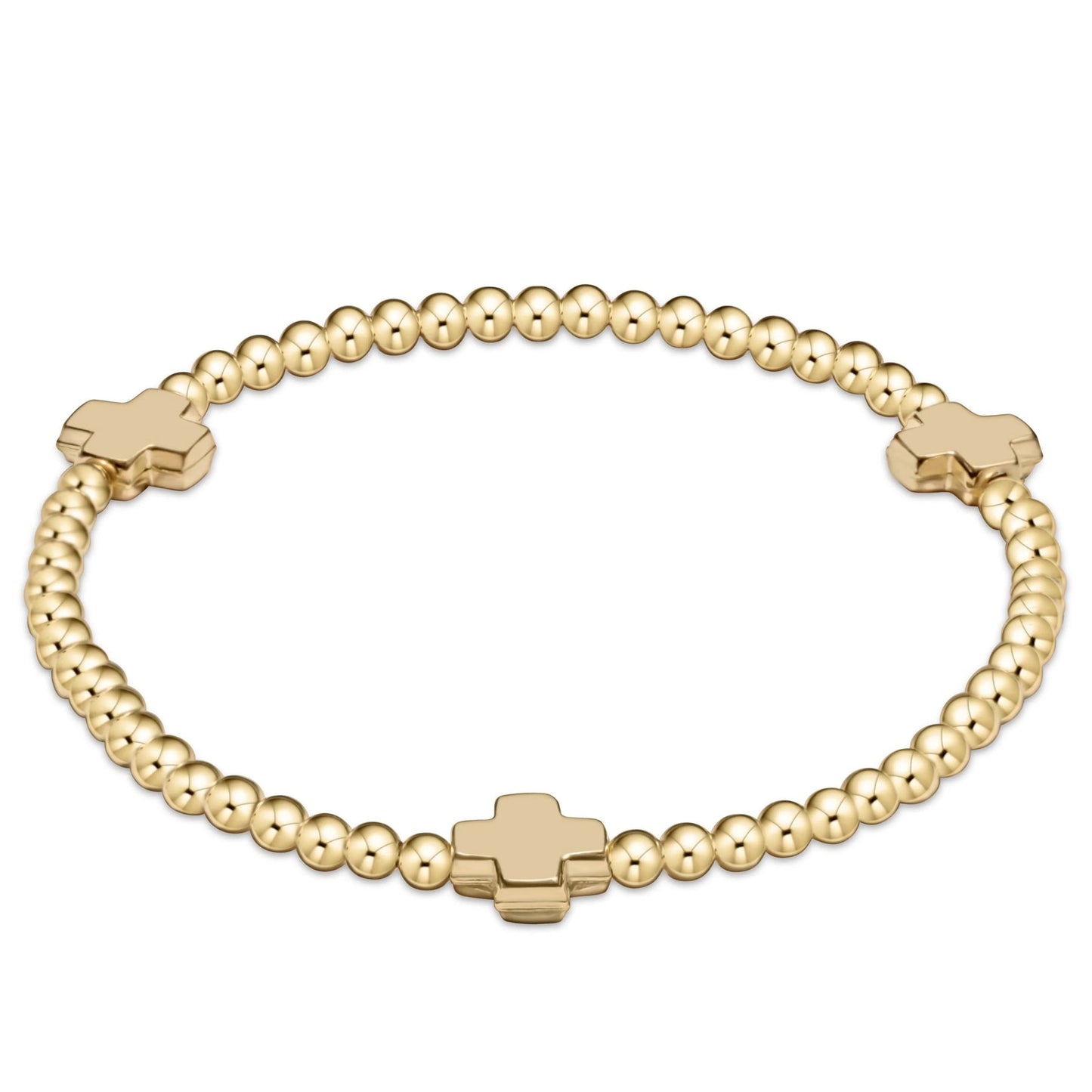 enewton BSCSMGP Signature Cross Small Gold Pattern Bead Bracelet - Gold