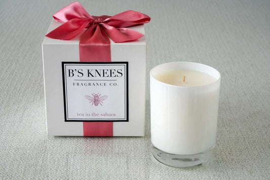 B's Knees Fragrance Company 1-Wick White Glass Candle - Tea In The Sahara