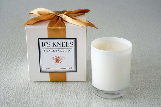 B's Knees 1-Wick White Glass Candle -Mandarin Marmalade