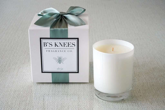 B's Knees Fragrance Company 1-Wick White Glass Candle -Aleja
