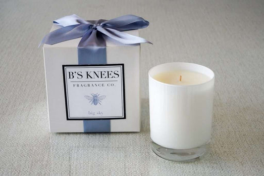 B's Knees Fragrance Company 1-Wick White Glass Candle -Big Sky