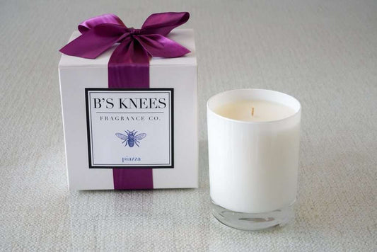 B's Knees 1-Wick White Glass Candle -Piazza