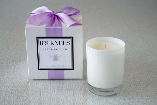 B's Knees Fragrance Company 1-Wick White Glass Candle - Lavender Fields