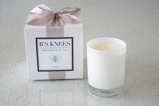 B's Knees Fragrance Company 1-Wick White Glass Candle -Earth