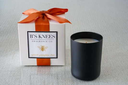 B's Knees 1-Wick Black Glass Candle -Spiced Pumpkin Chai