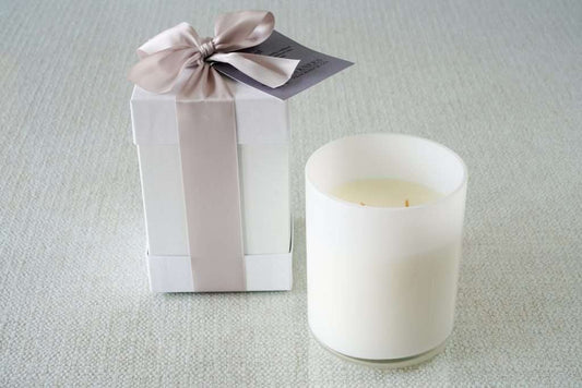 B's Knees 2-Wick White Glass Candles