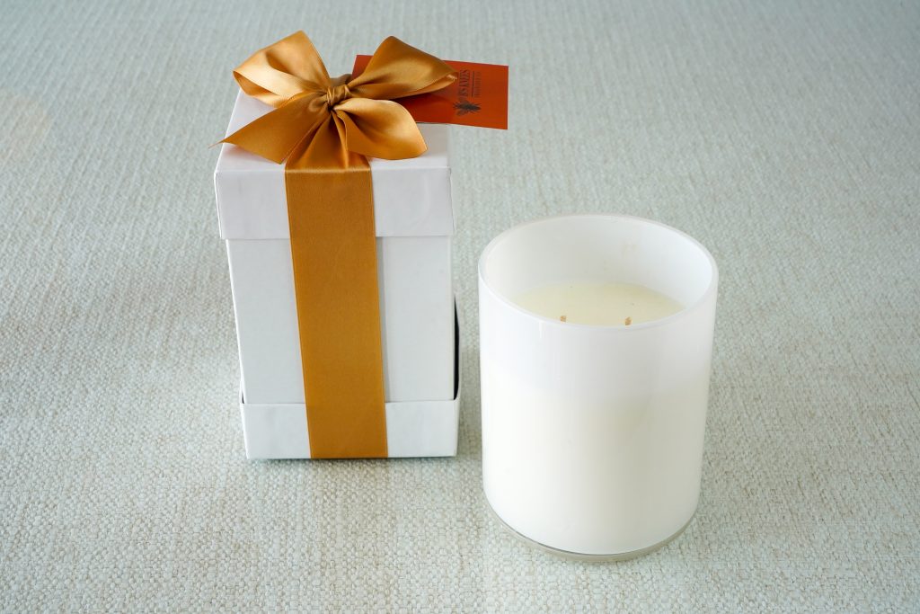 B's Knees 2-Wick White Glass Candles