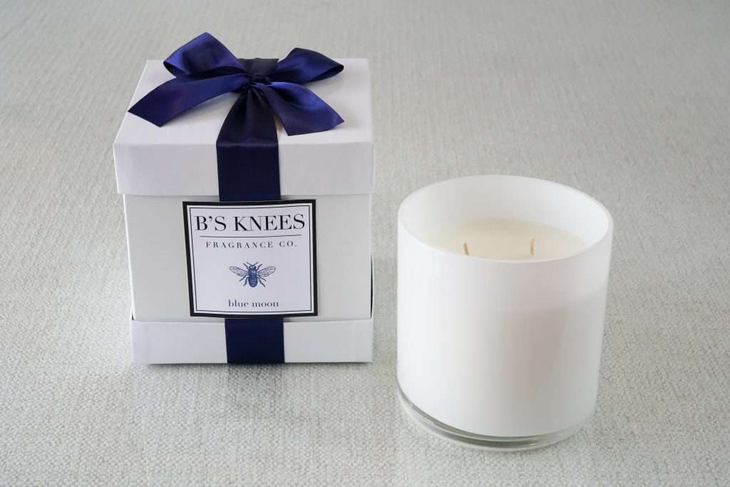 B's Knees 3 Wick White Glass Candles
