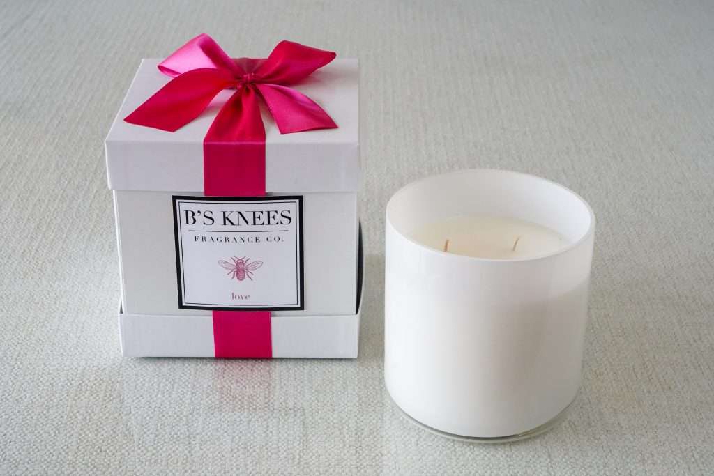 B's Knees 3 Wick White Glass Candles