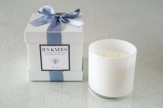 B's Knees 3 Wick White Glass Candles