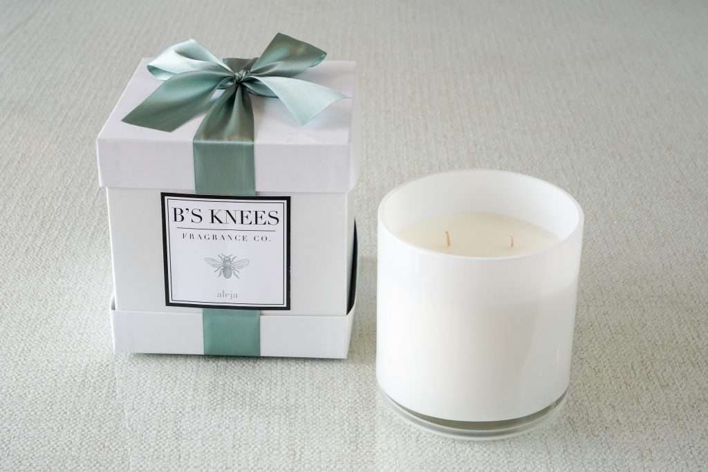B's Knees 3 Wick White Glass Candles