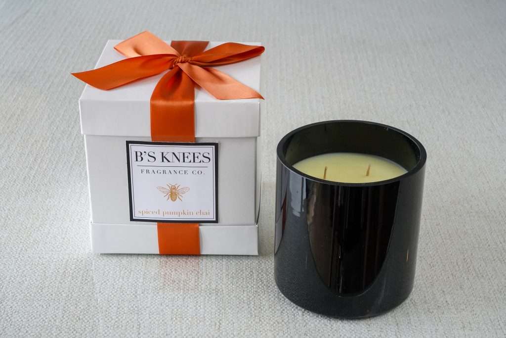 B's Knees 3-Wick Black Glass Candle -Spiced Pumpkin Chai