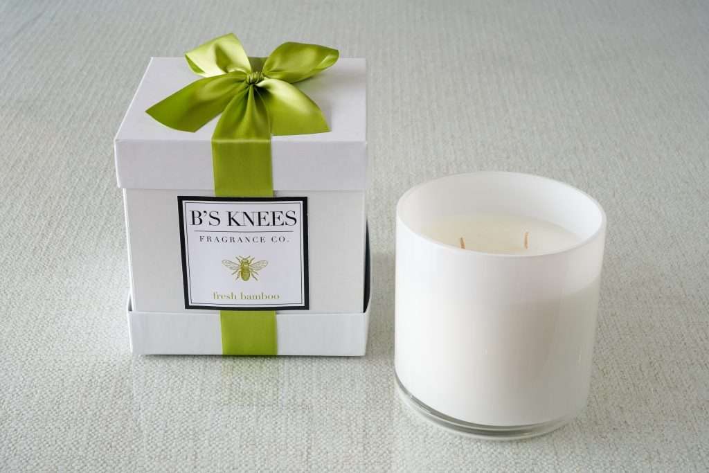 B's Knees 3 Wick White Glass Candles