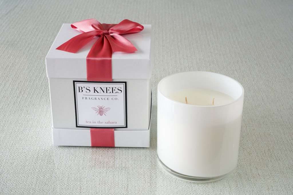 B's Knees 3 Wick White Glass Candles