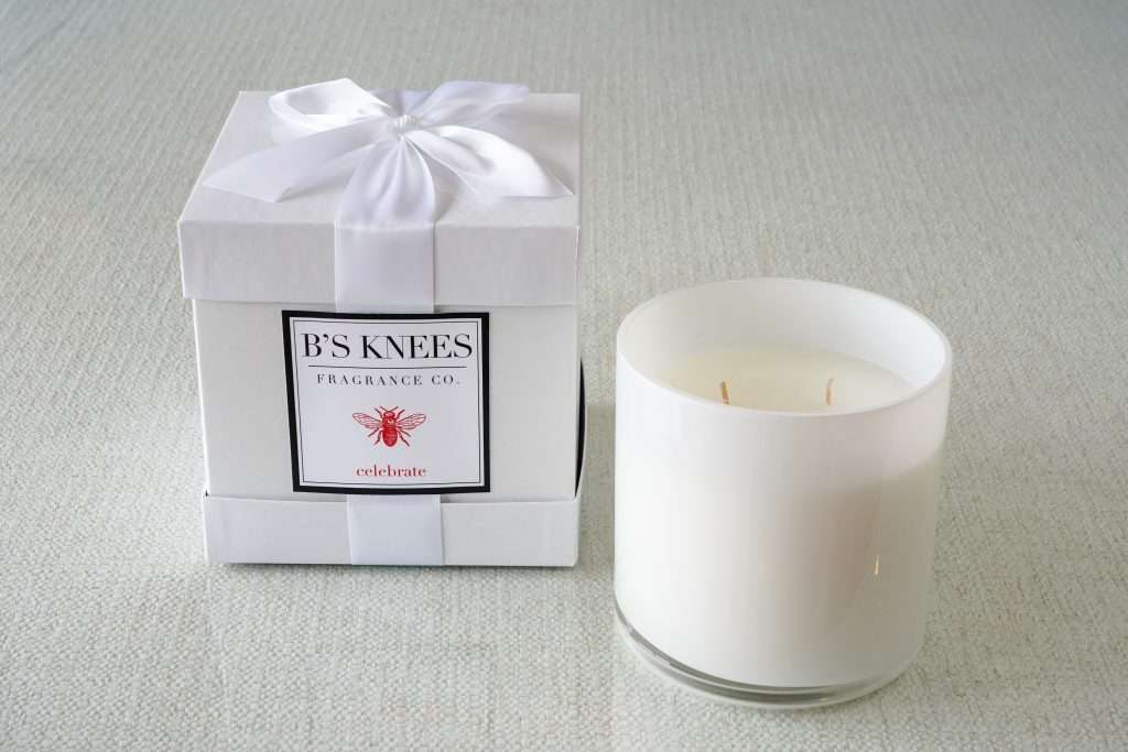 B's Knees 3 Wick White Glass Candles