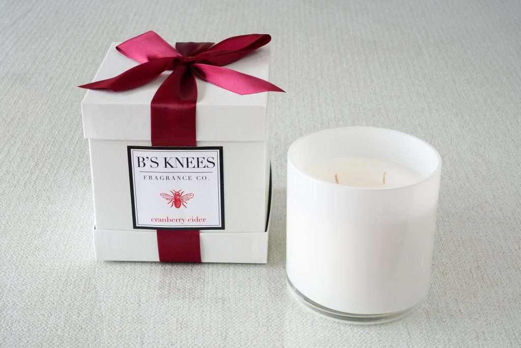 B's Knees 3 Wick White Glass Candles