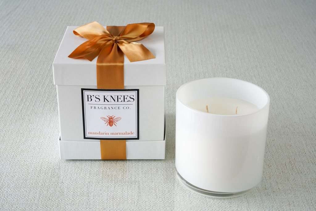 B's Knees 3 Wick White Glass Candles
