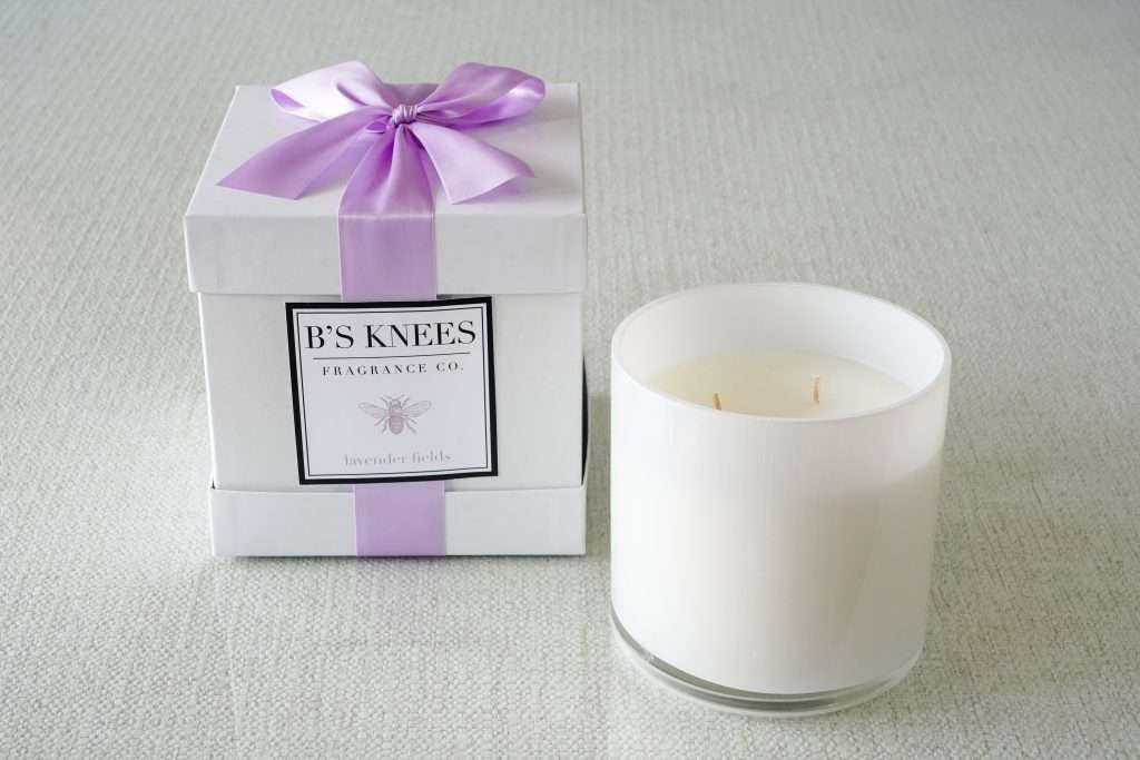 B's Knees 3 Wick White Glass Candles