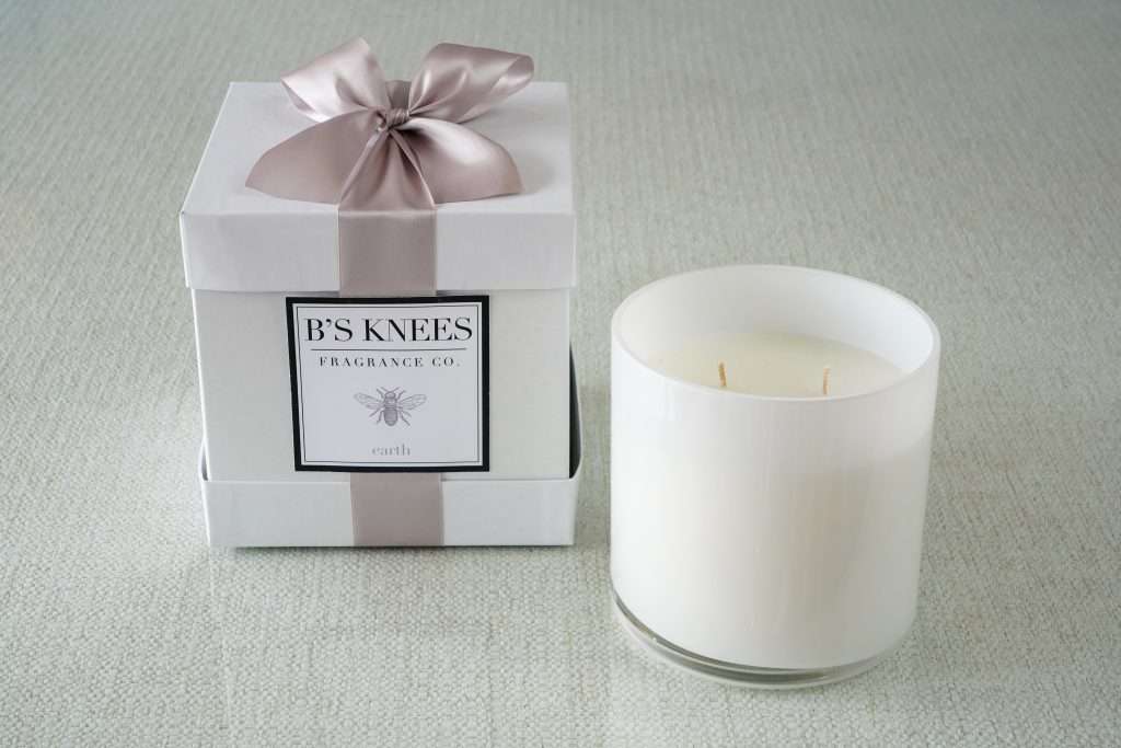 B's Knees 3 Wick White Glass Candles