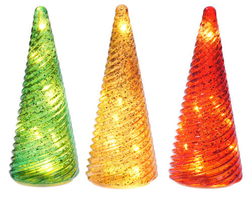 Special T Imports C25142 Glow Cone Tree - 3 Assorted Colors - Red, Green, Gold