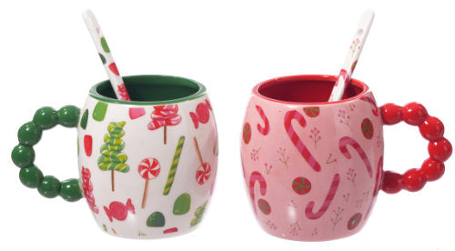 Special T Imports C25685 Ceramic Christmas Peppermint Mug w/Spoon